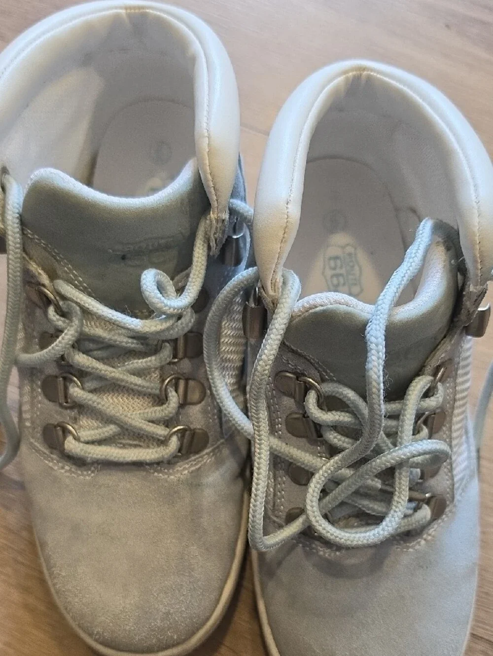 Kids Light Gray Lace-Up Ankle Boots with Cushioned Collar